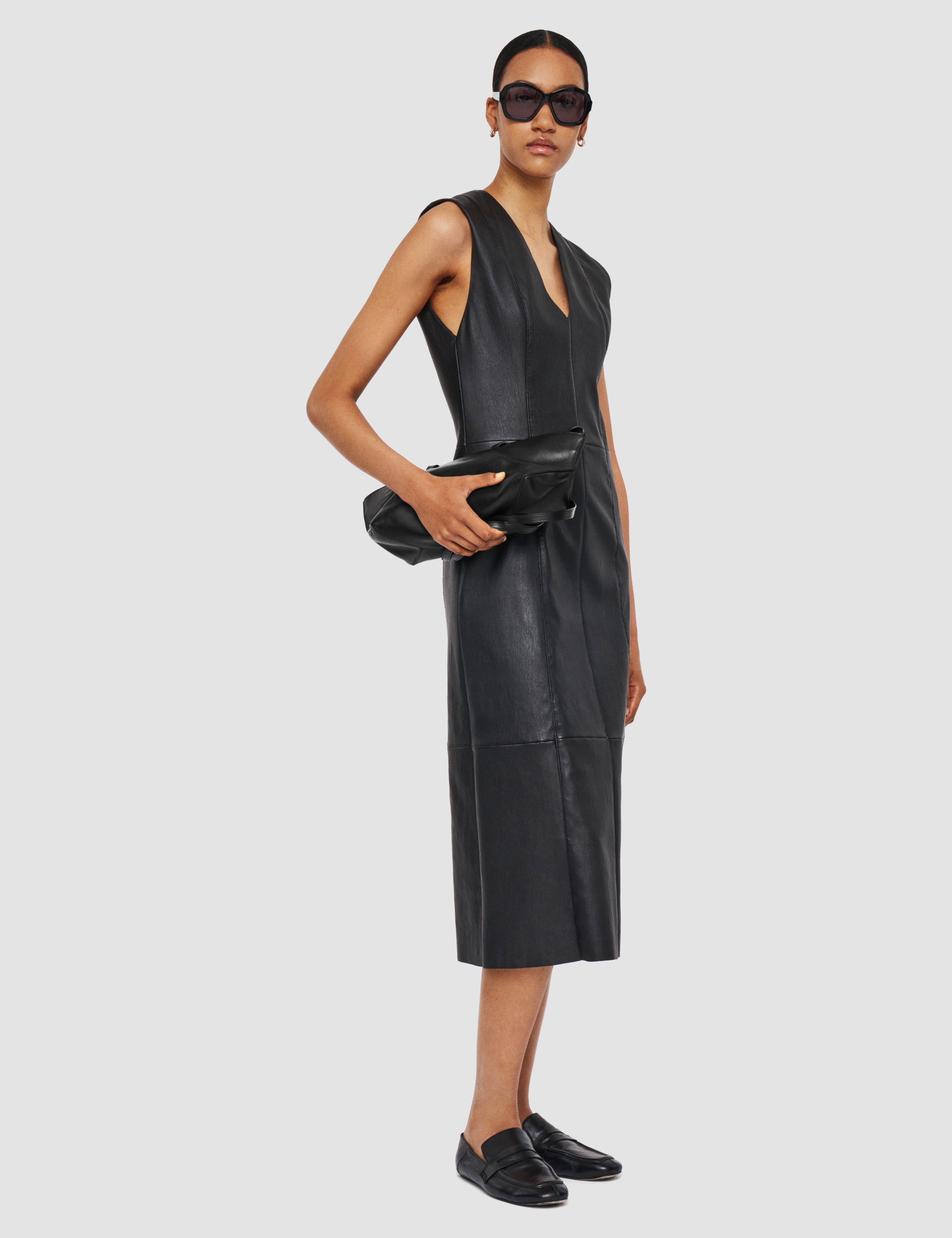 Black Kosma Leather Stretch Dress - Joseph