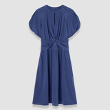 Blue Lowri Crepe de Soie Knot Silk Dress - Joseph