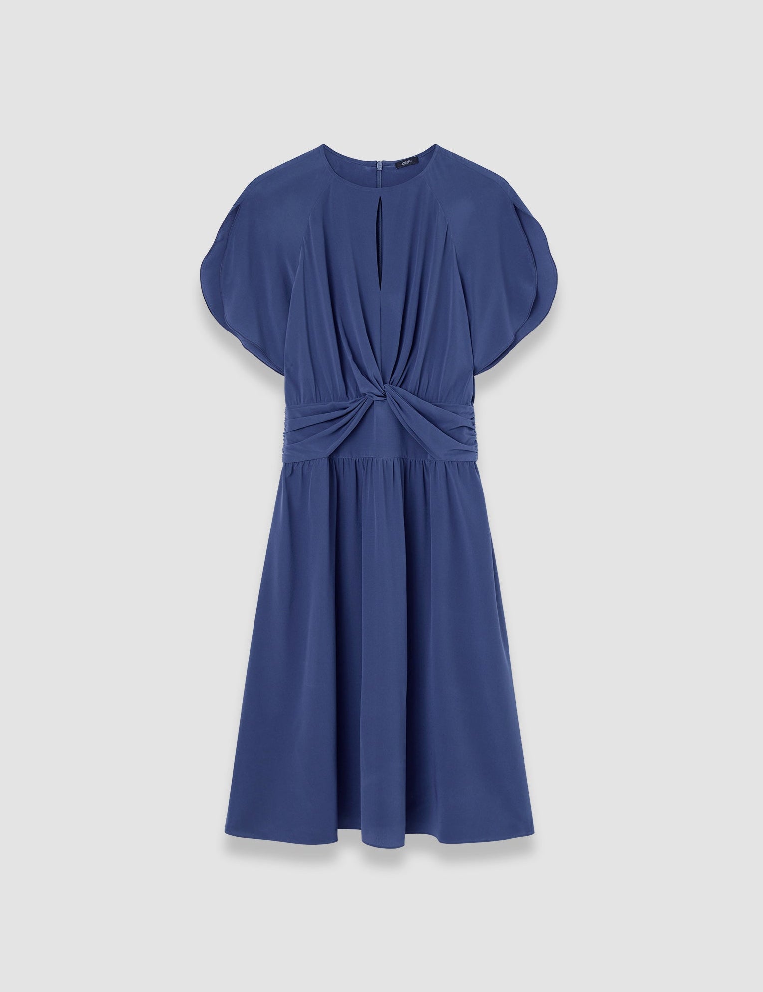 Blue Lowri Crepe de Soie Knot Silk Dress - Joseph