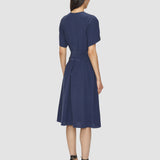 Blue Lowri Crepe de Soie Knot Silk Dress - Joseph