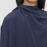 Blue Juliana Crepe de Soie Knot Blouse - Joseph