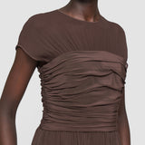 Brown Sophe Crepe de Soie Dress - Joseph