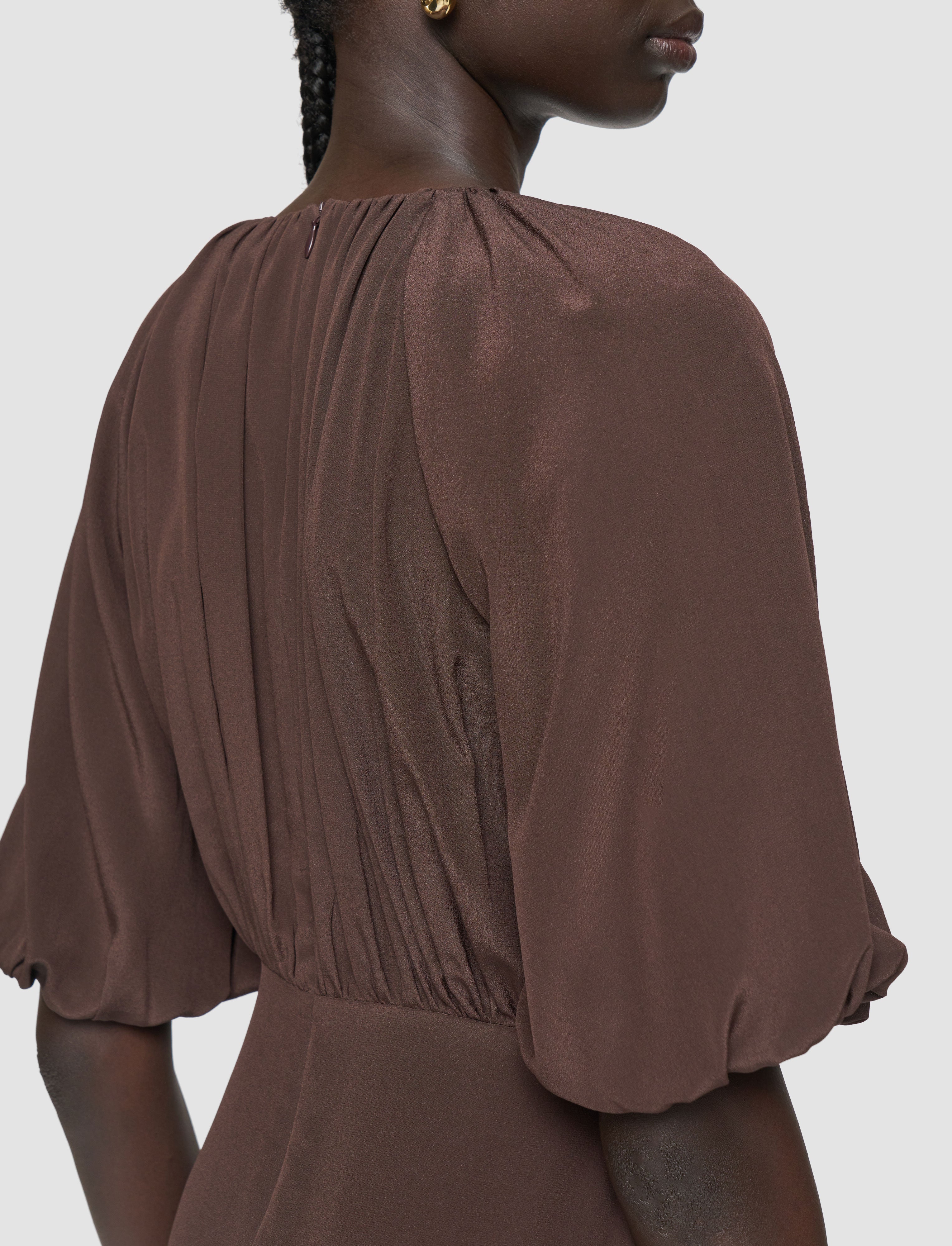 marron-robe-lizzie-en-crepe-de-soie-JOSEPH