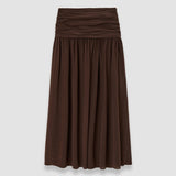 Brown Bex Crepe de Soie Silk Skirt - Joseph