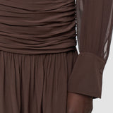 Brown Bex Crepe de Soie Silk Skirt - Joseph