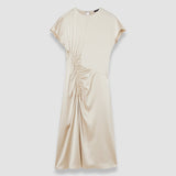 Geegee Ruched Silk Satin Dress