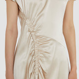 Geegee Ruched Silk Satin Dress