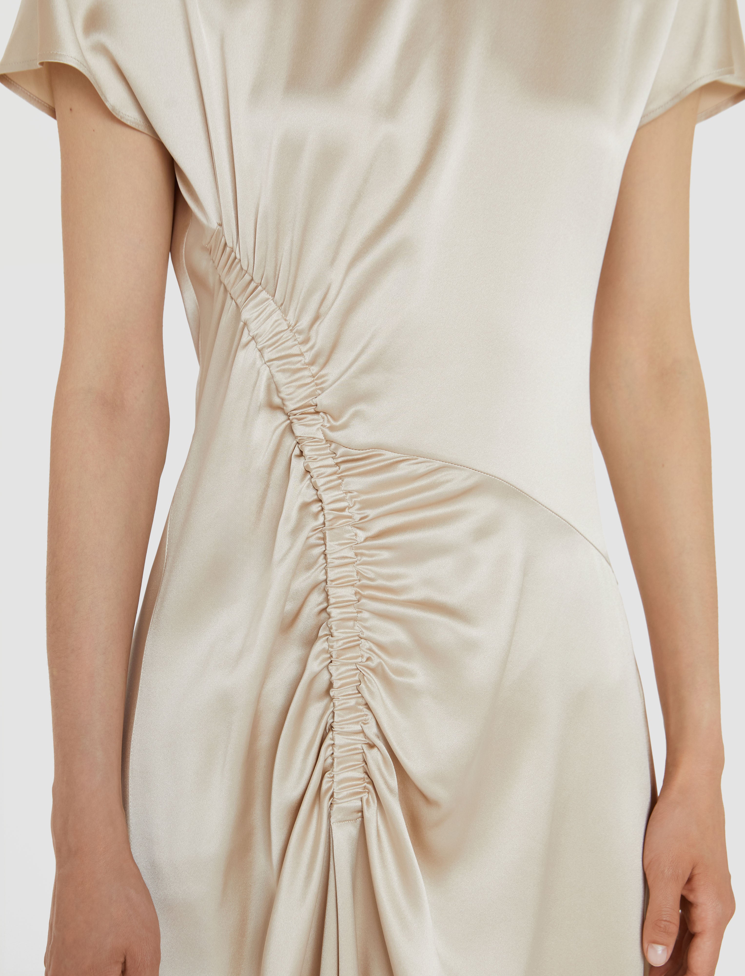 beige-geegee-ruched-silk-satin-dress-JOSEPH