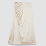 Beige Andrea Silk Satin Ruched Skirt - Joseph