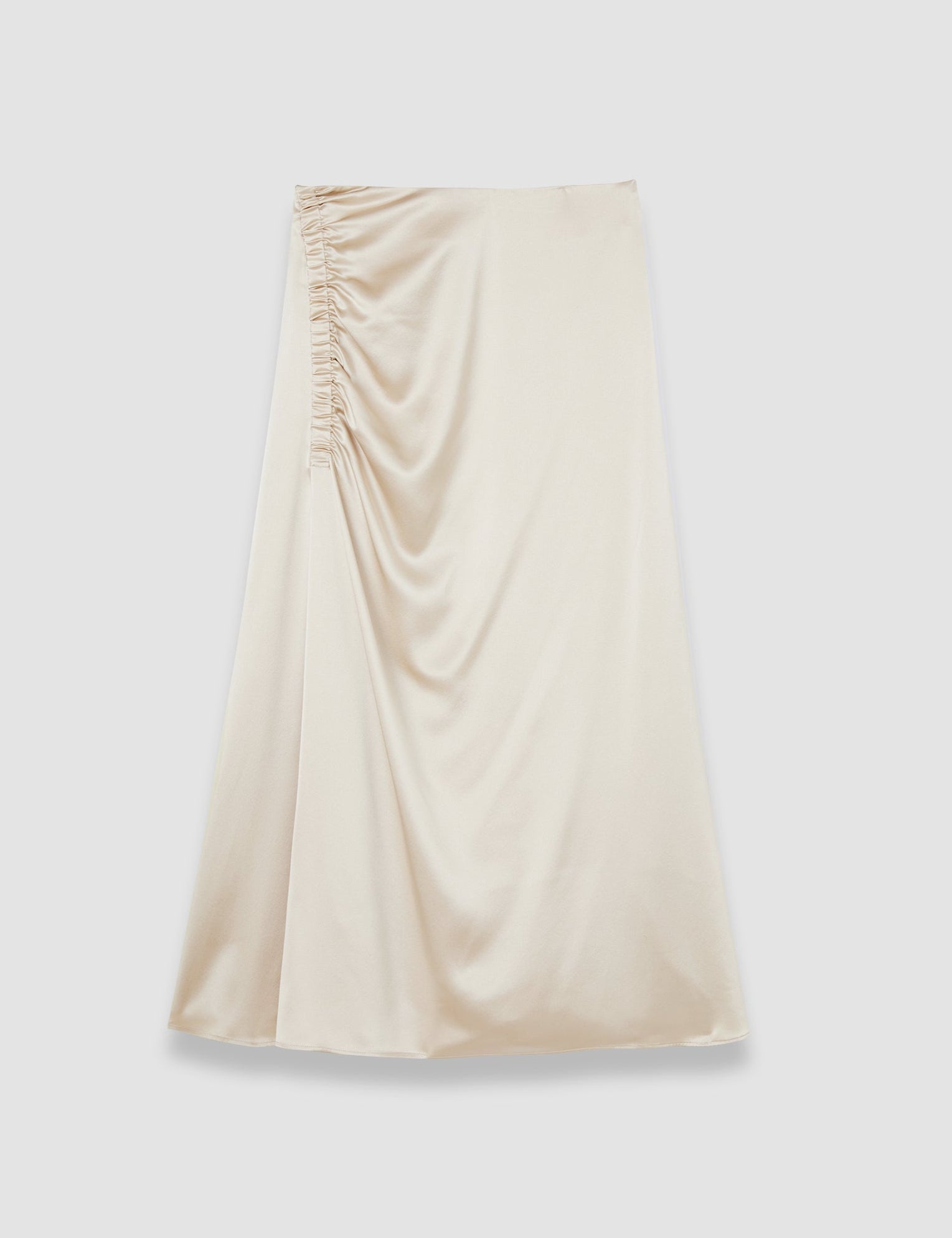 Beige Andrea Silk Satin Ruched Skirt - Joseph