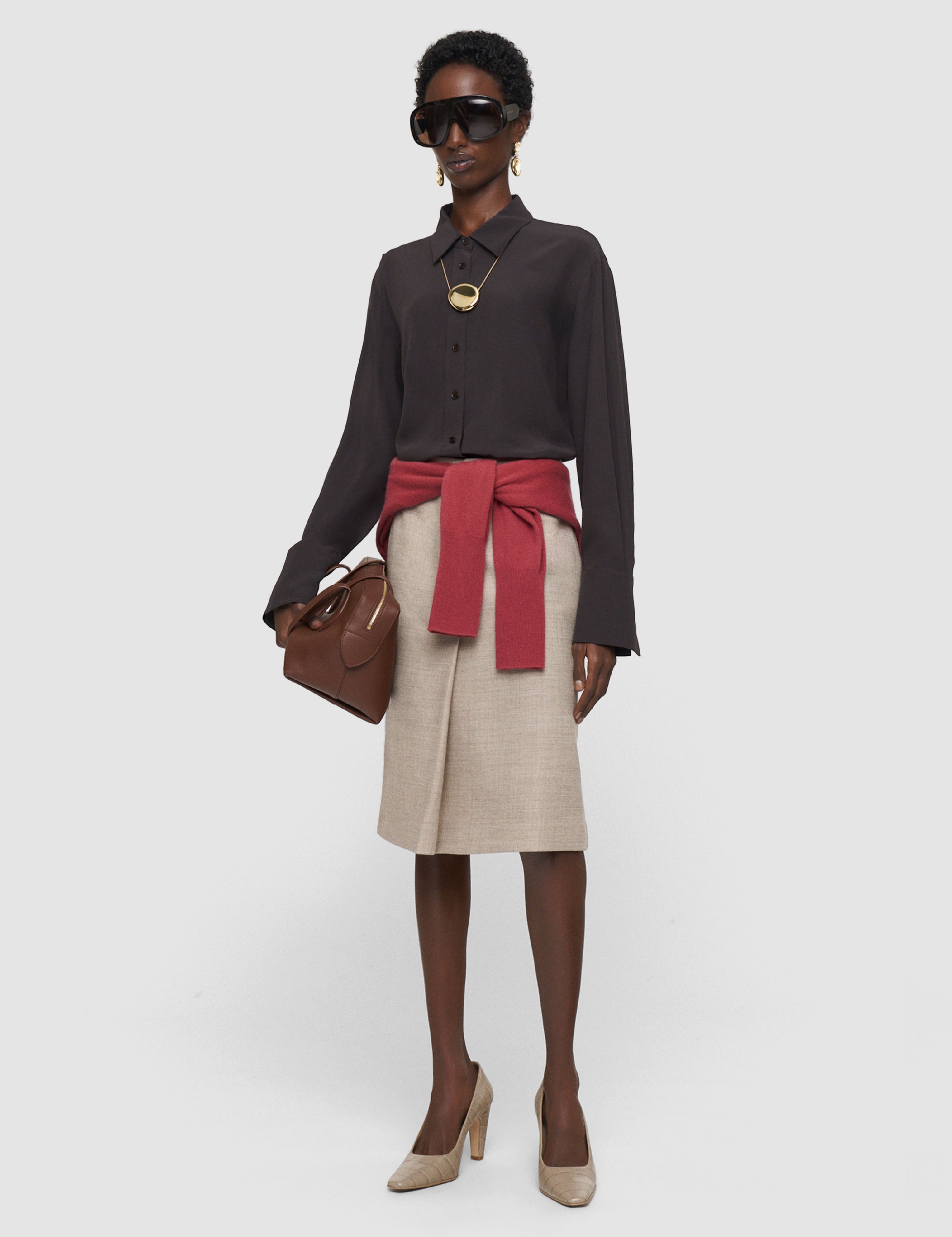 Brown Joe Crepe de Chine Silk Blouse - Joseph