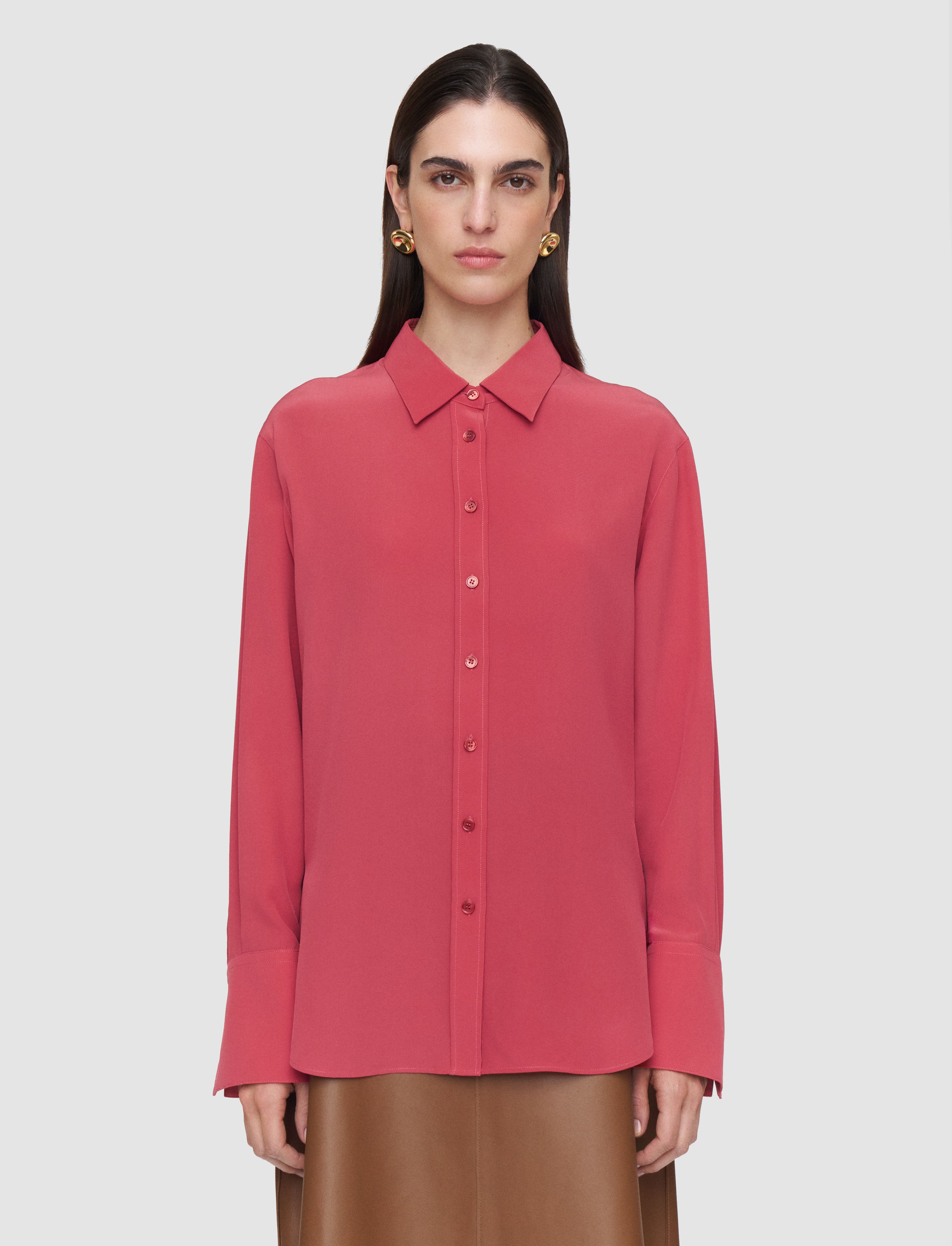Joe Crepe de Chine Silk Blouse in Pink | JOSEPH GB