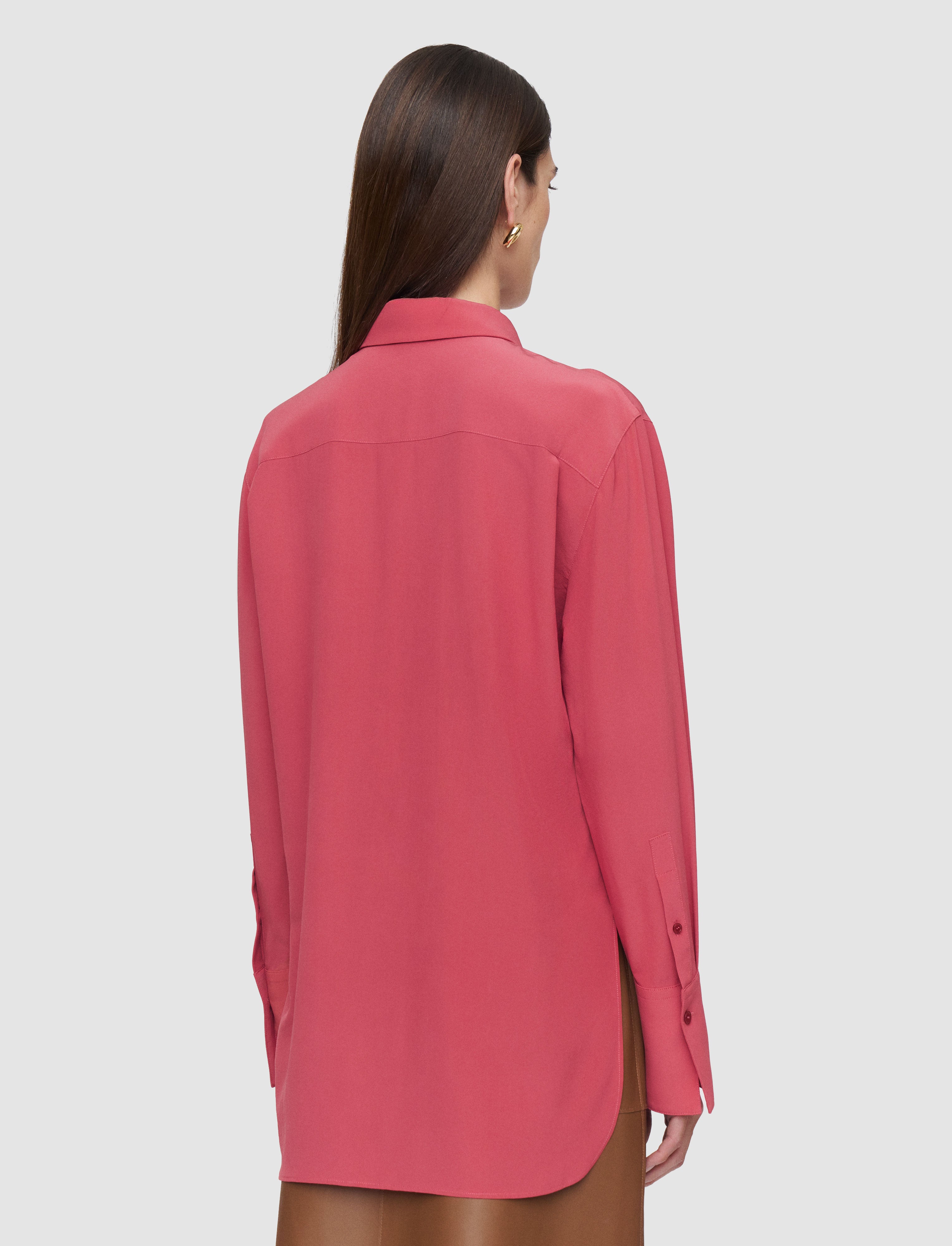 Joe Crepe de Chine Silk Blouse in Pink | JOSEPH GB