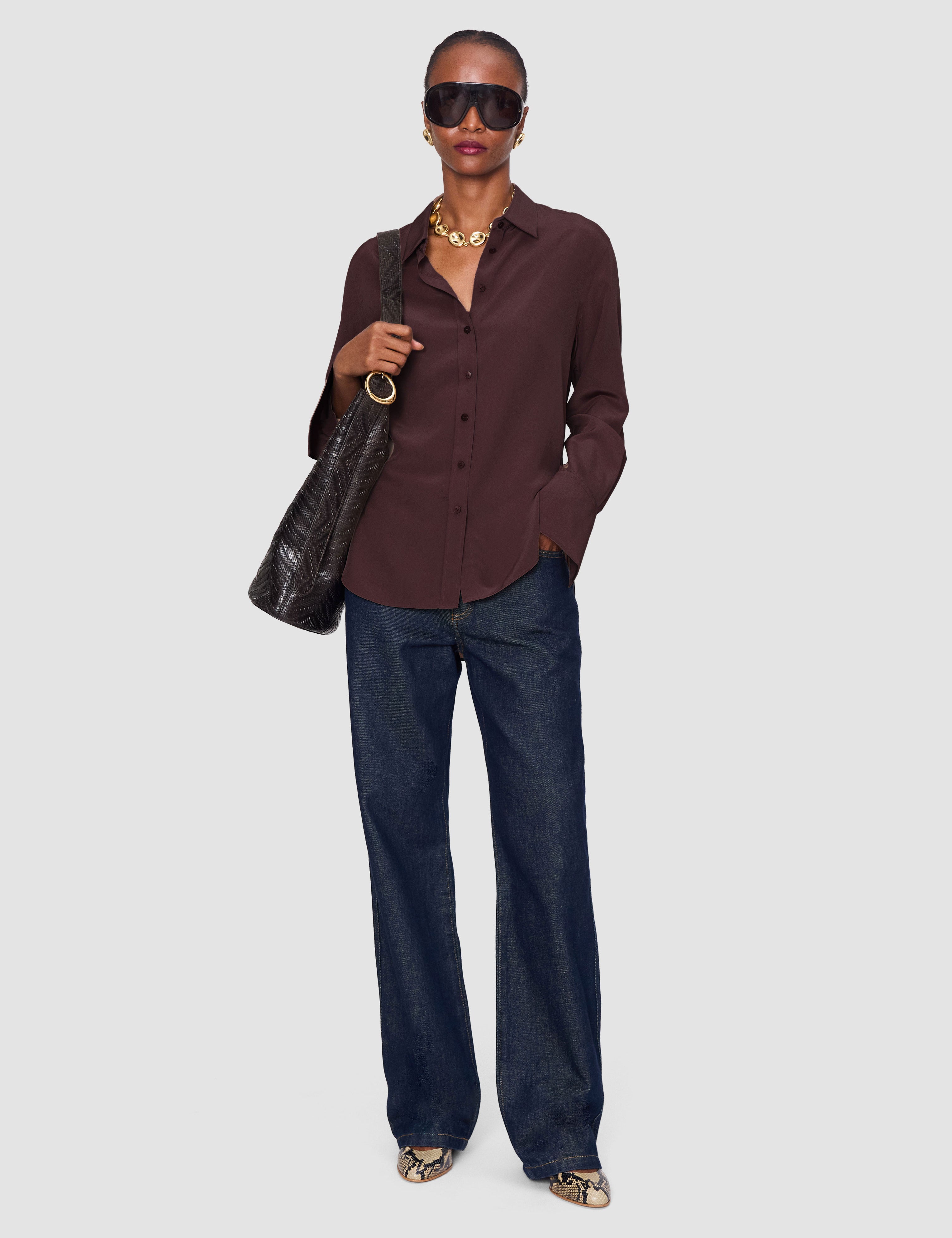 Purple Joe Crepe de Chine Silk Blouse - Joseph
