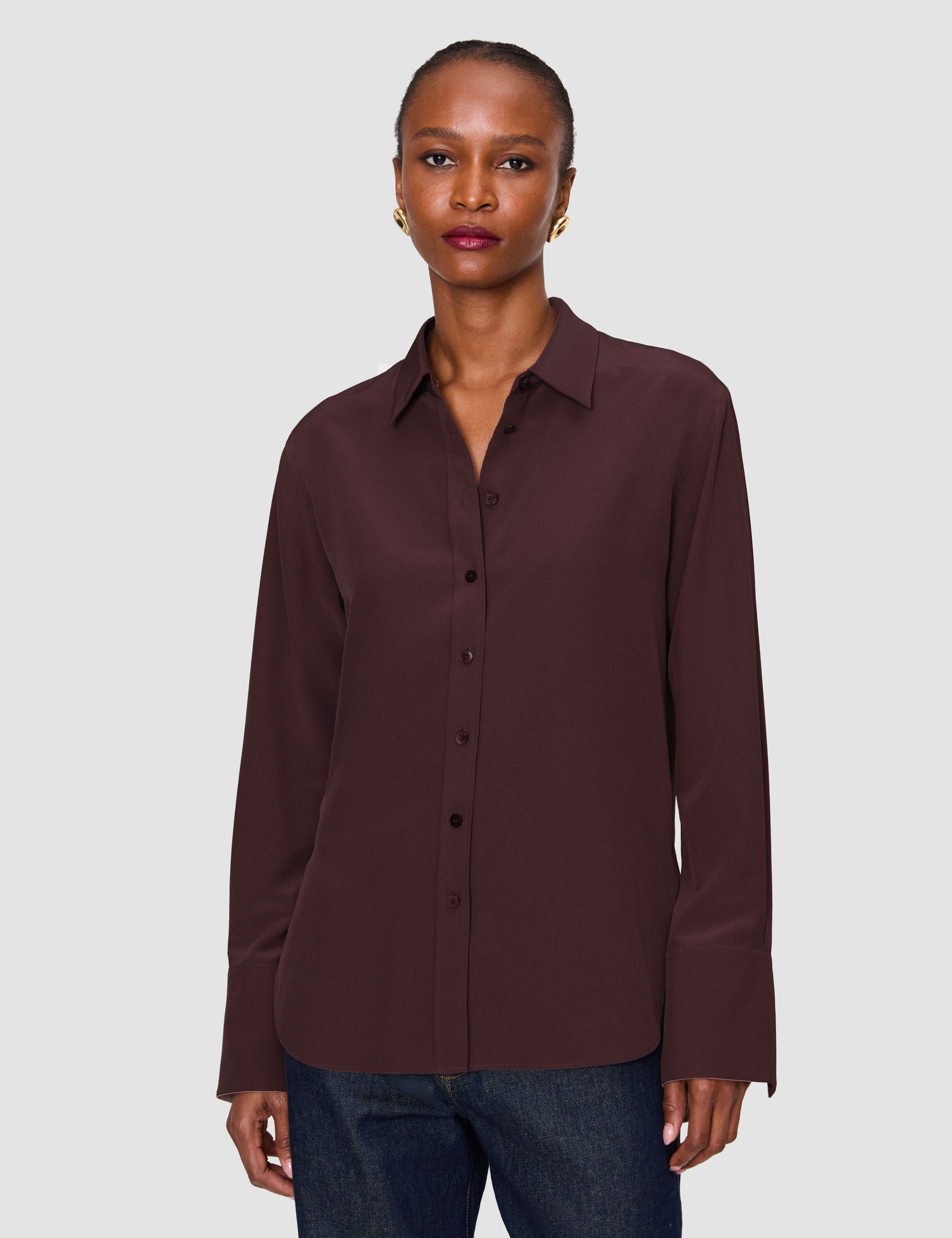 Purple Joe Crepe de Chine Silk Blouse - Joseph