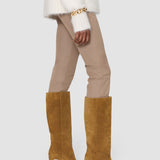 Brown Jolie Suede Knee High Heeled Boots - Joseph