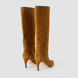 Brown Jolie Suede Knee High Heeled Boots - Joseph
