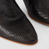 Brown Jolie Woven Leather Knee High Heeled Boots - Joseph