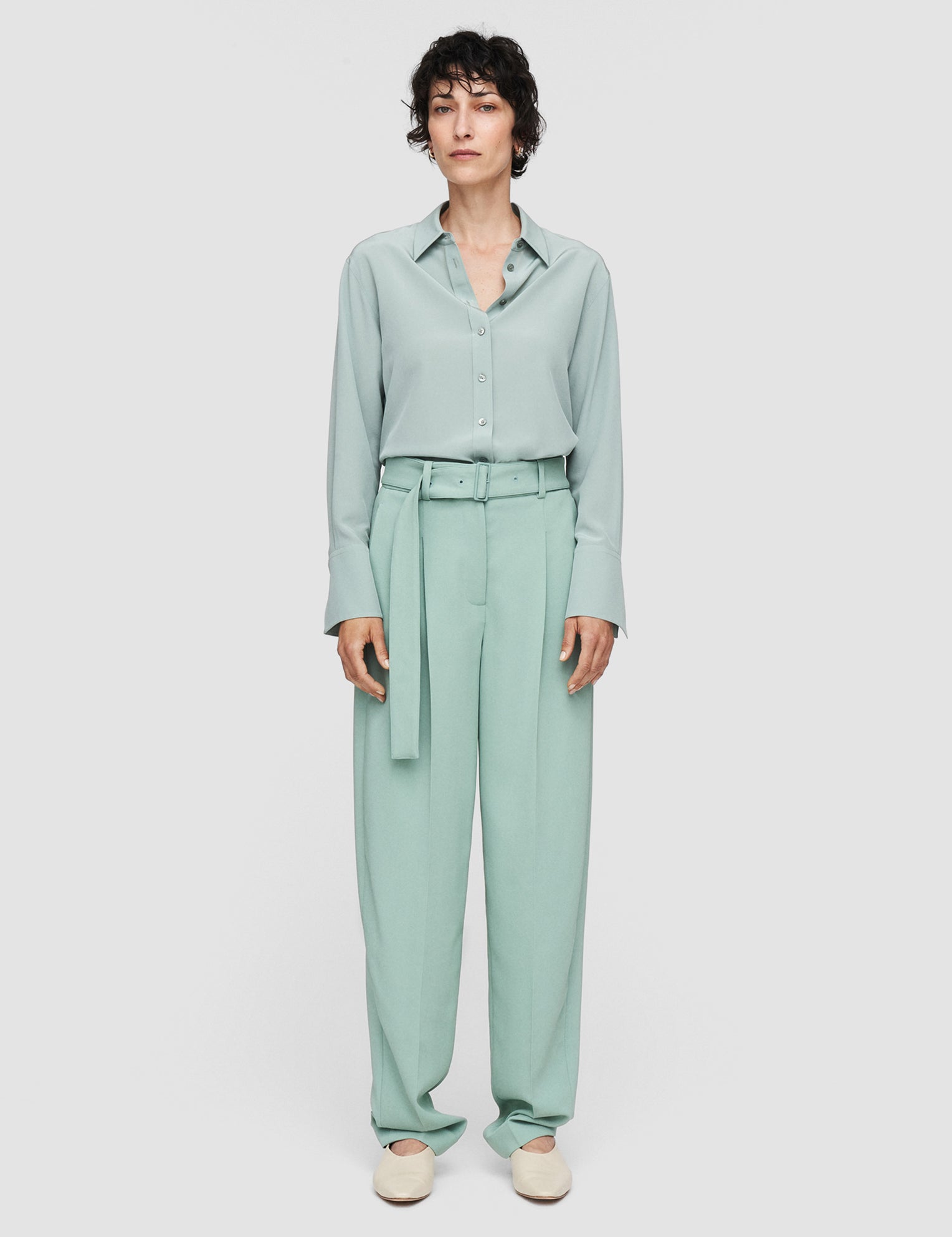 Green Comfort Cady Drew Trousers - Joseph