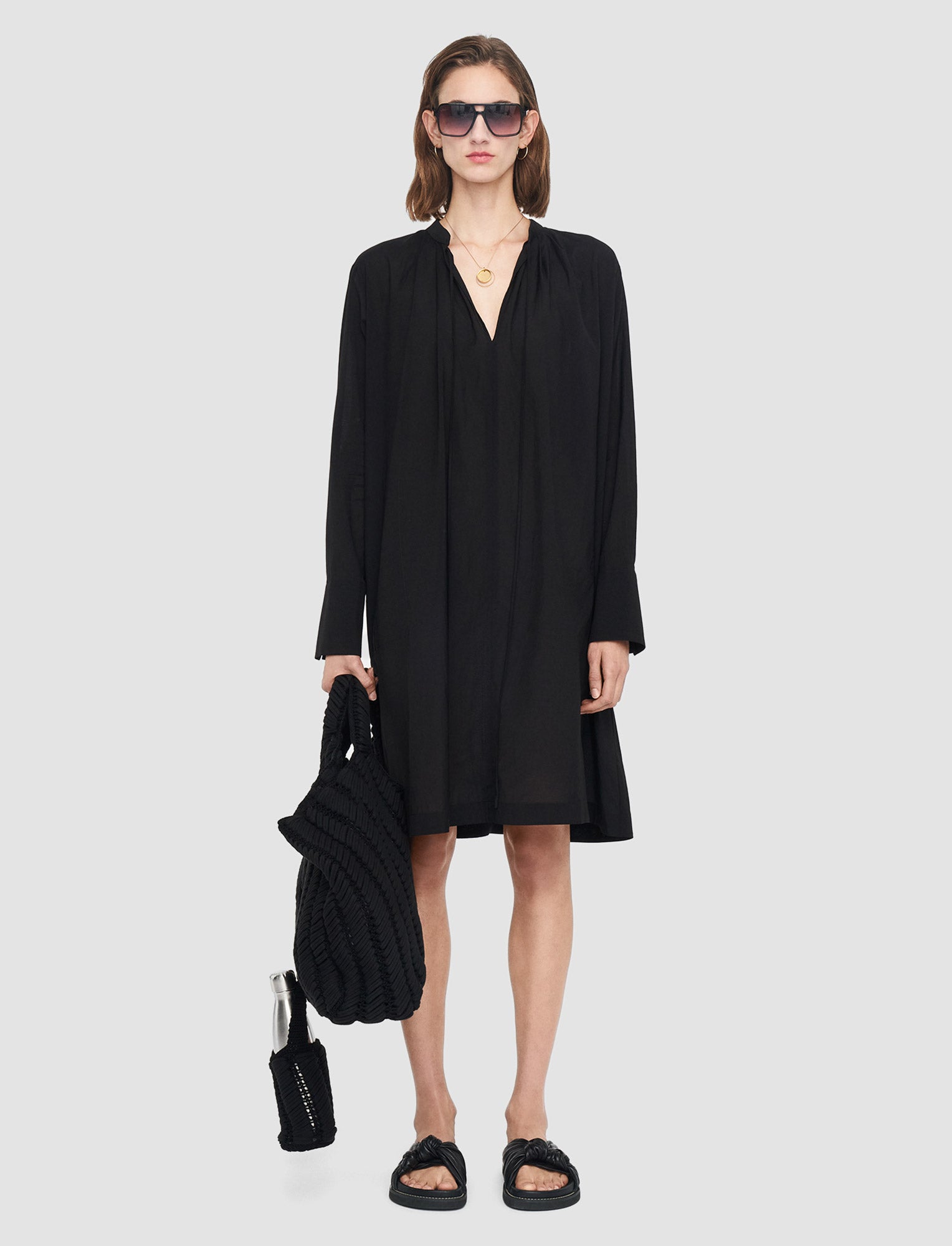 black-airy-cotton-viscose-dartmouth-dress-JOSEPH