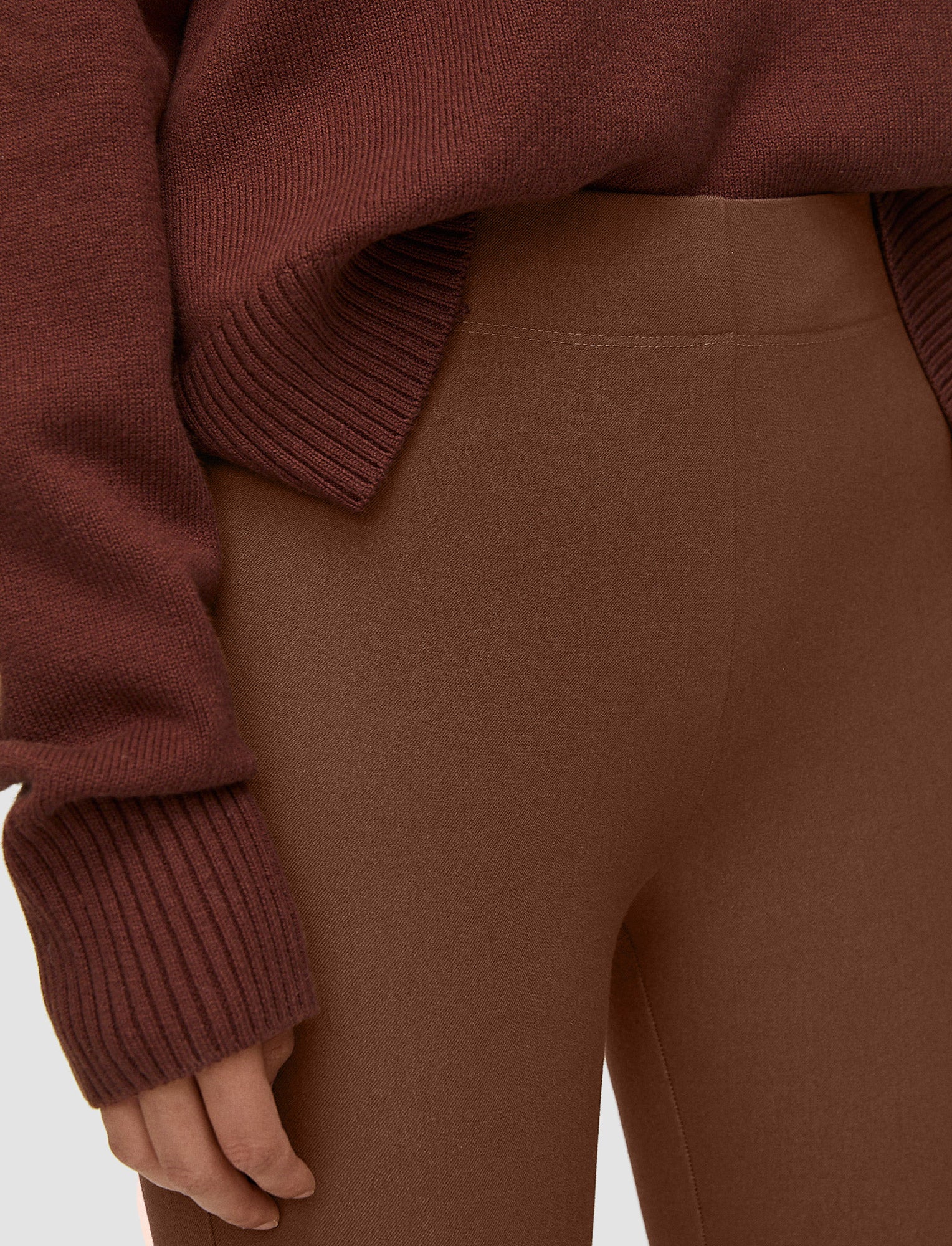 brown-gabardine-stretch-leggings-JOSEPH