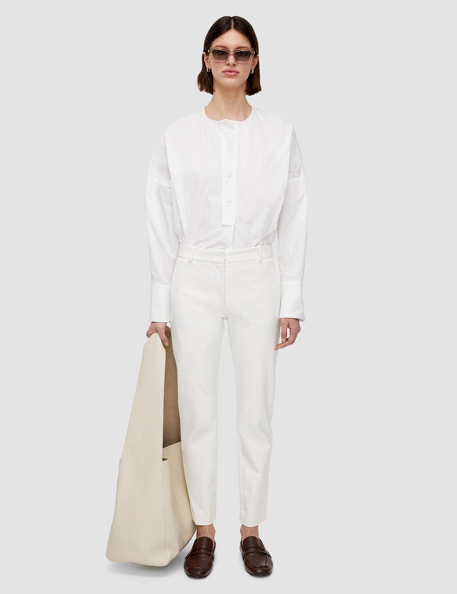 White New Eliston Gabardine Stretch Trousers - Joseph