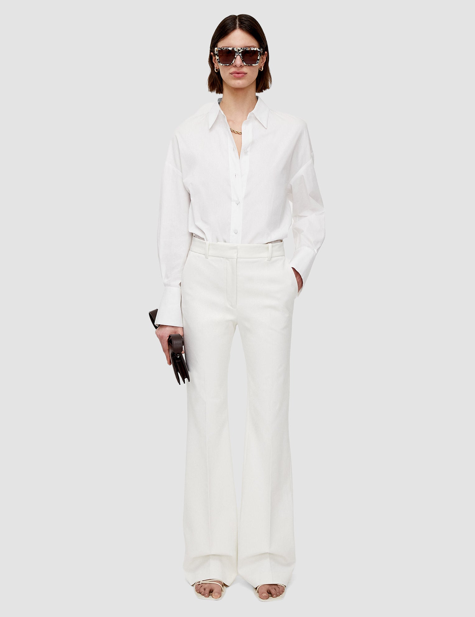 White Tafira Gabardine Stretch Trousers - Joseph