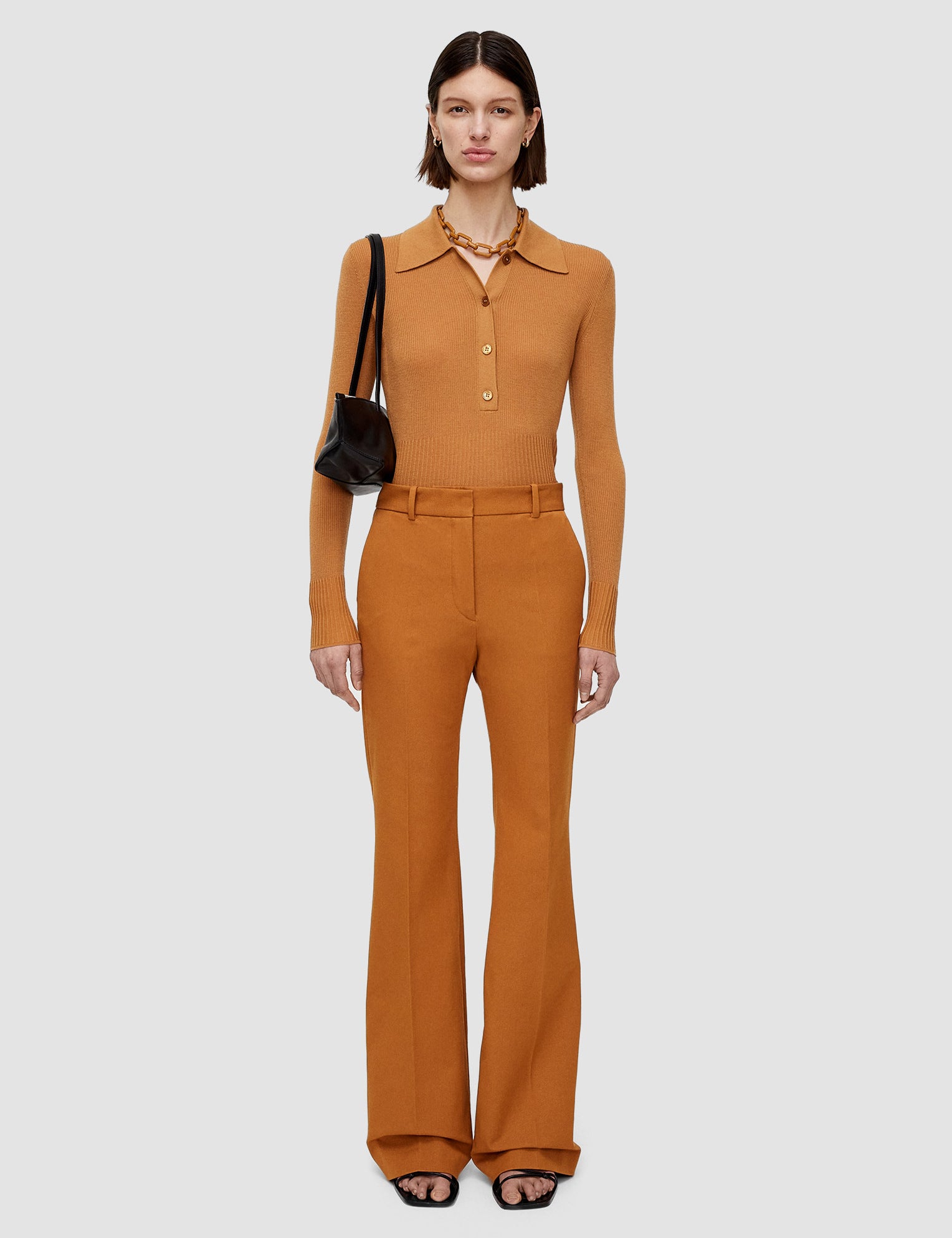 Brown Tafira Gabardine Stretch Trousers - Joseph