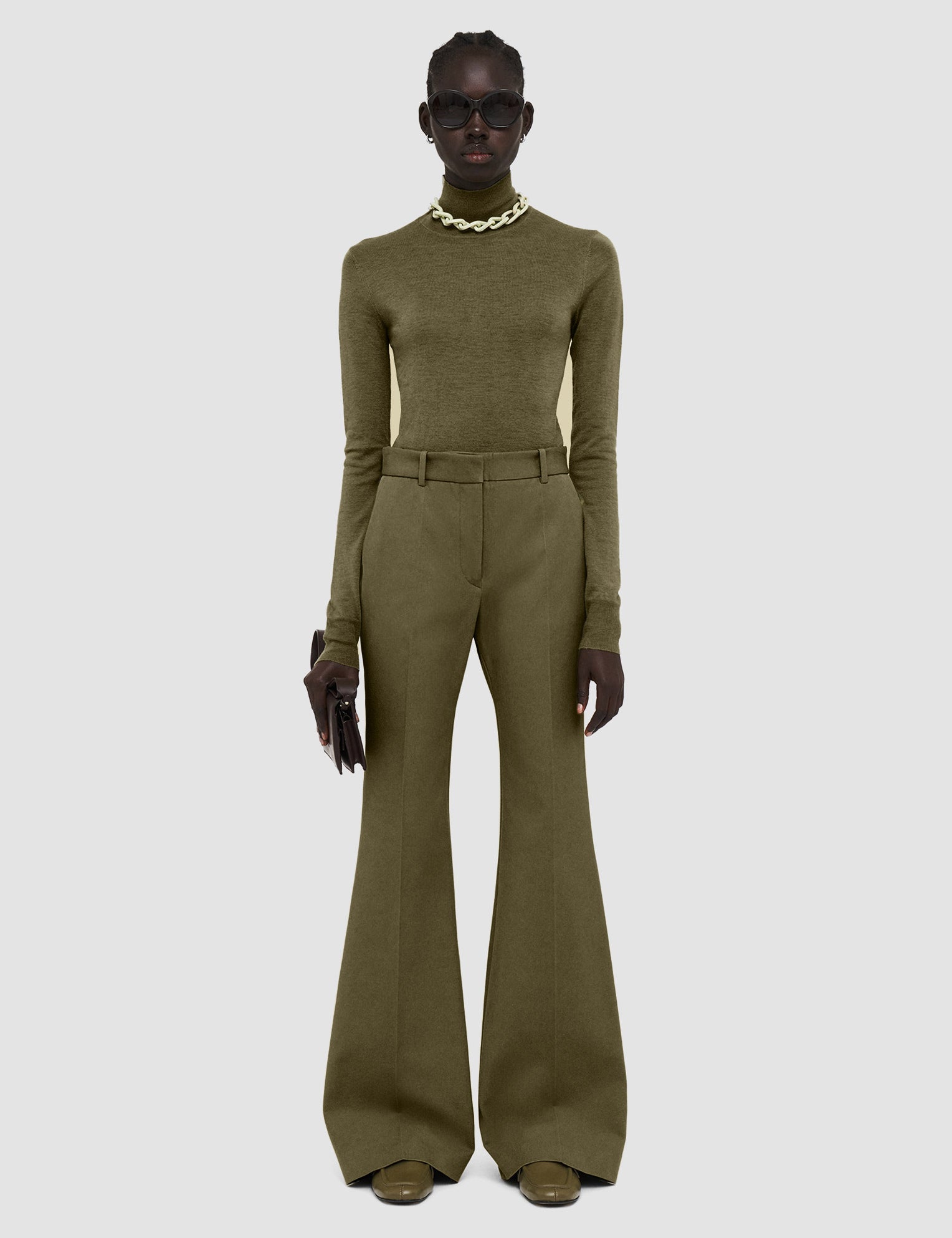 Green Tafira Gabardine Stretch Trousers - Joseph