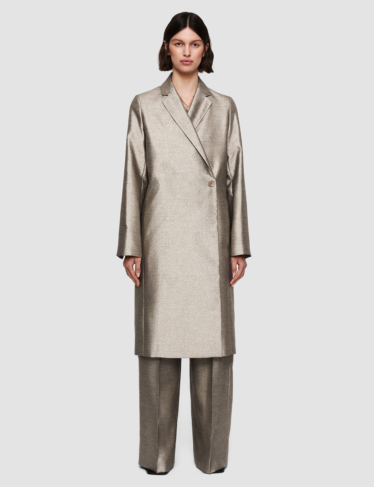 Gold Textured Metallic Clotilde Coat - Joseph