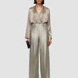 Gold Textured Metallic Alana Trousers - Joseph