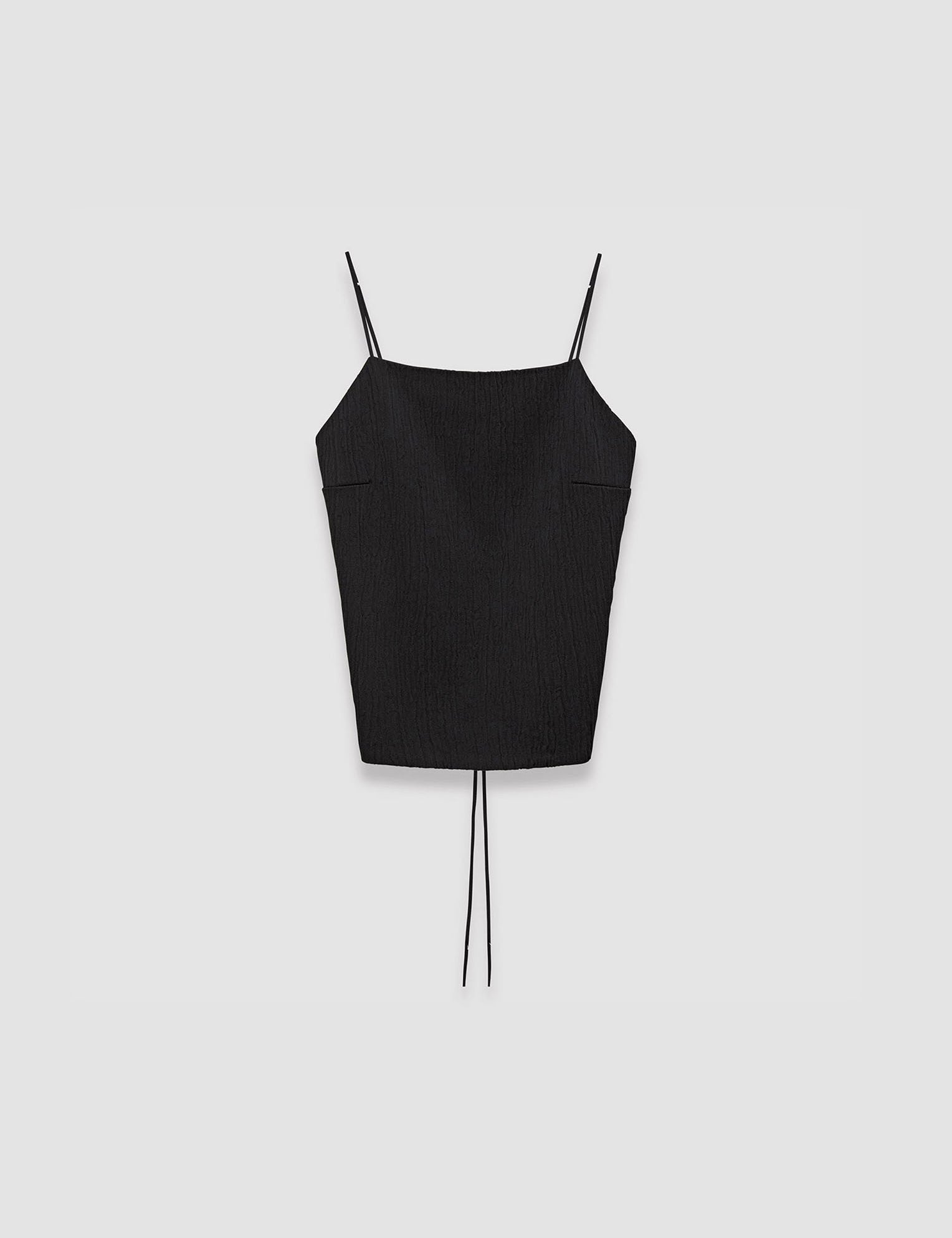 Black Textured Viscose Baste Backless Top - Joseph