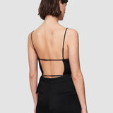 Black Textured Viscose Baste Backless Top - Joseph