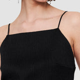 Black Textured Viscose Baste Backless Top - Joseph