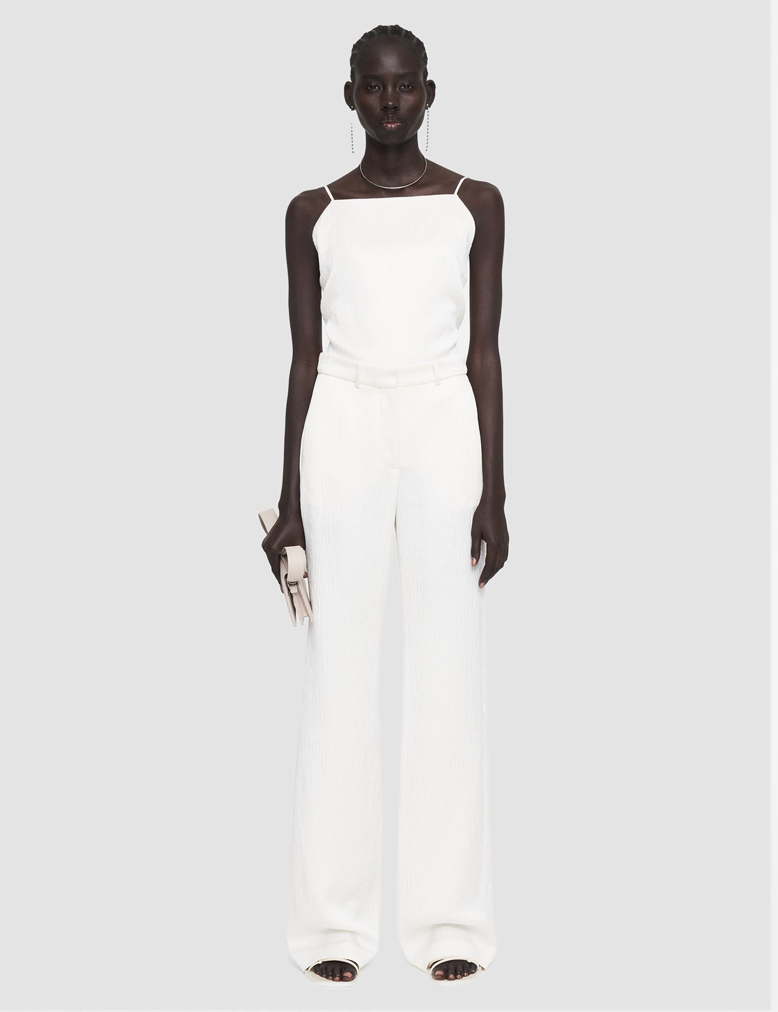 White Textured Viscose Morissey Trousers - Joseph