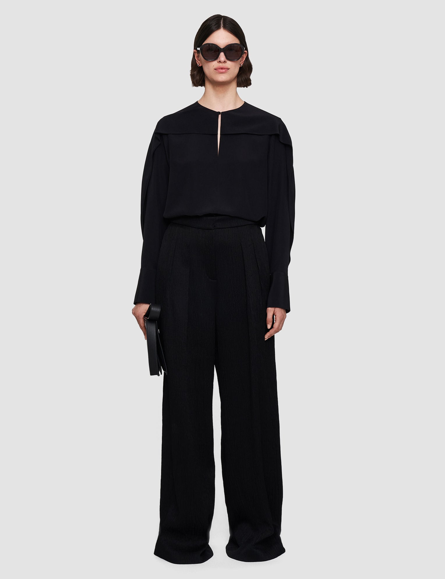 Black Textured Viscose Talma Trousers - Joseph