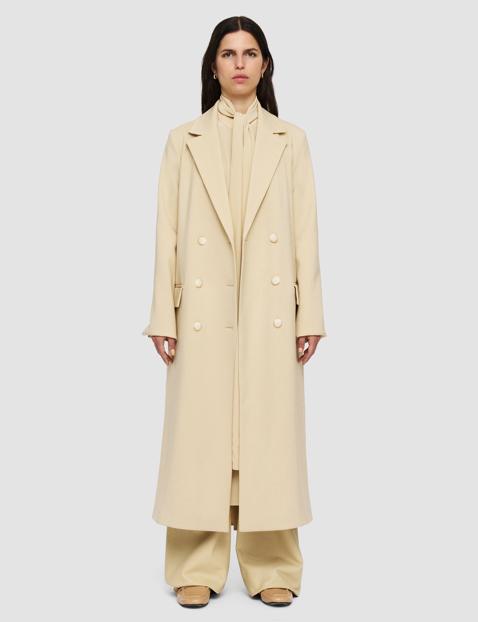 Beige Bonded Tailoring Wool Stretch Chantin Coat - Joseph