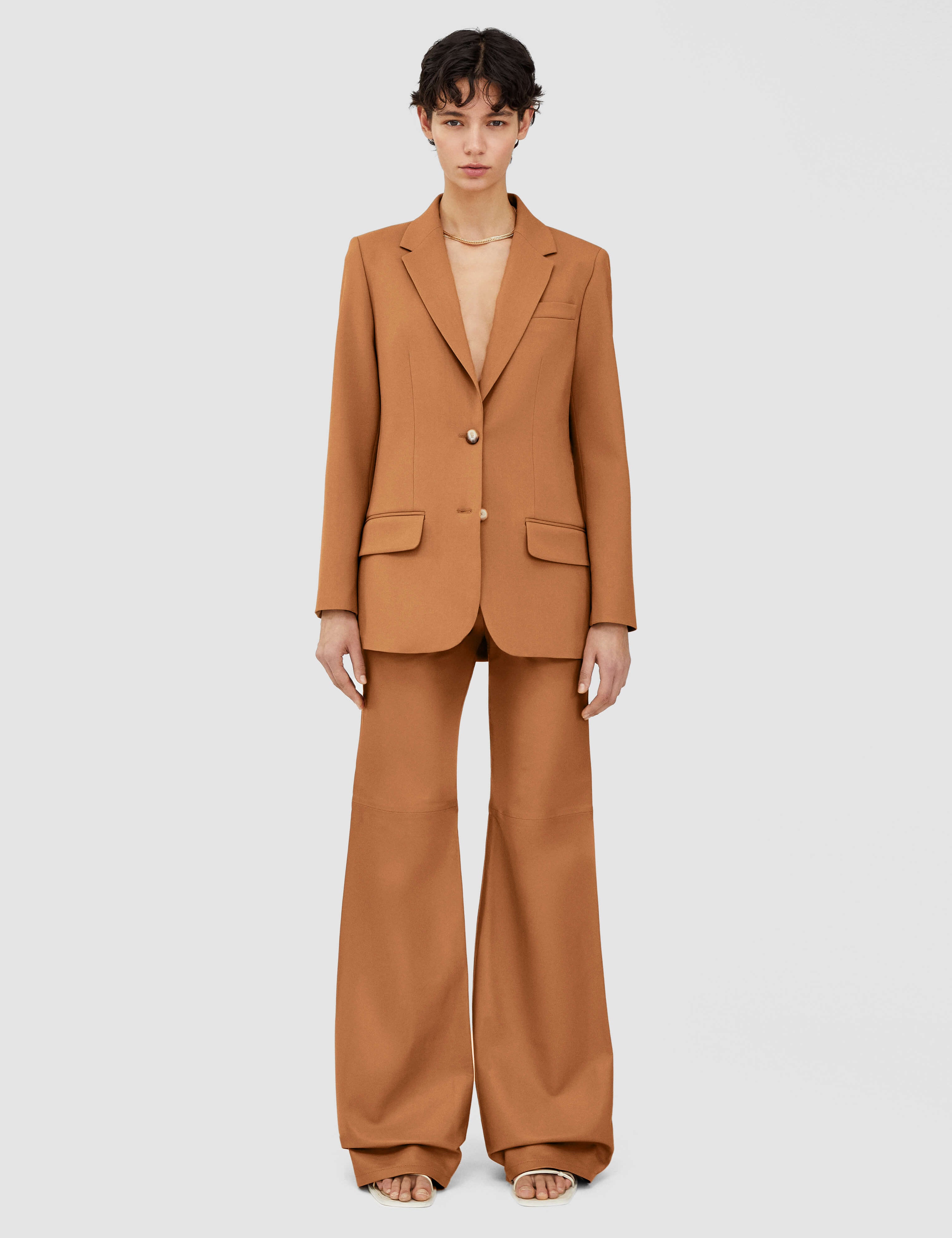 Brown Tailoring Wool Stretch Jackie Jacket - Joseph