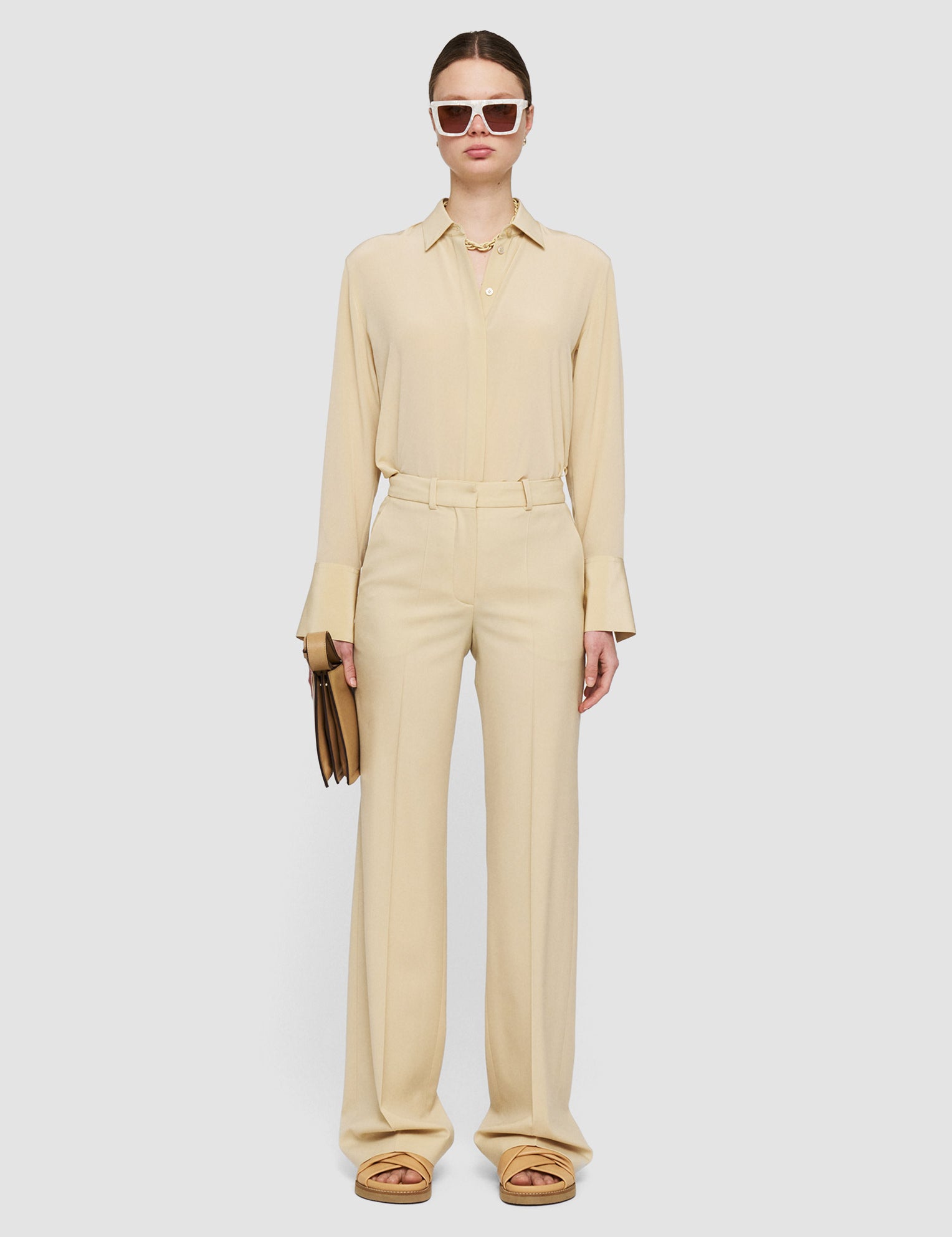 Beige Morissey Tailoring Wool Stretch Trousers - Joseph