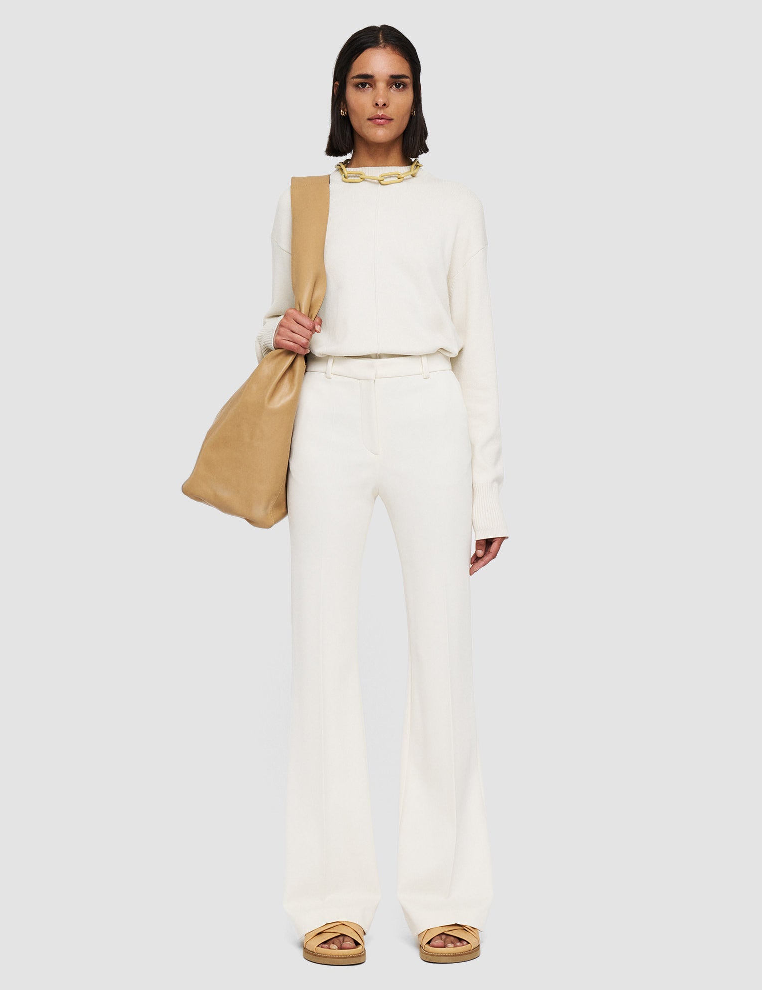 White Ottoman Jersey Tafira Trousers - Joseph