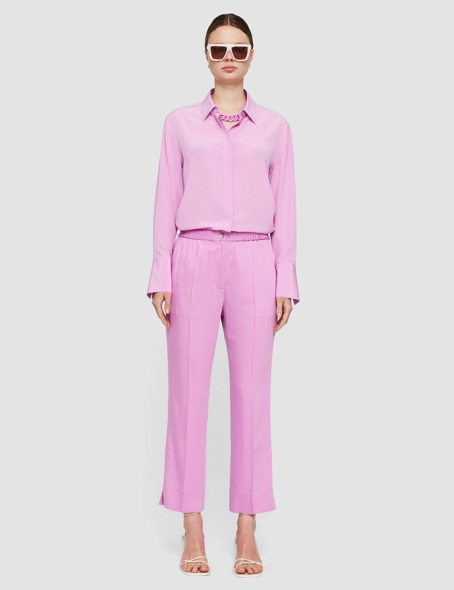 Pink Soft Viscose Tailoring Tottenham Trousers - Joseph