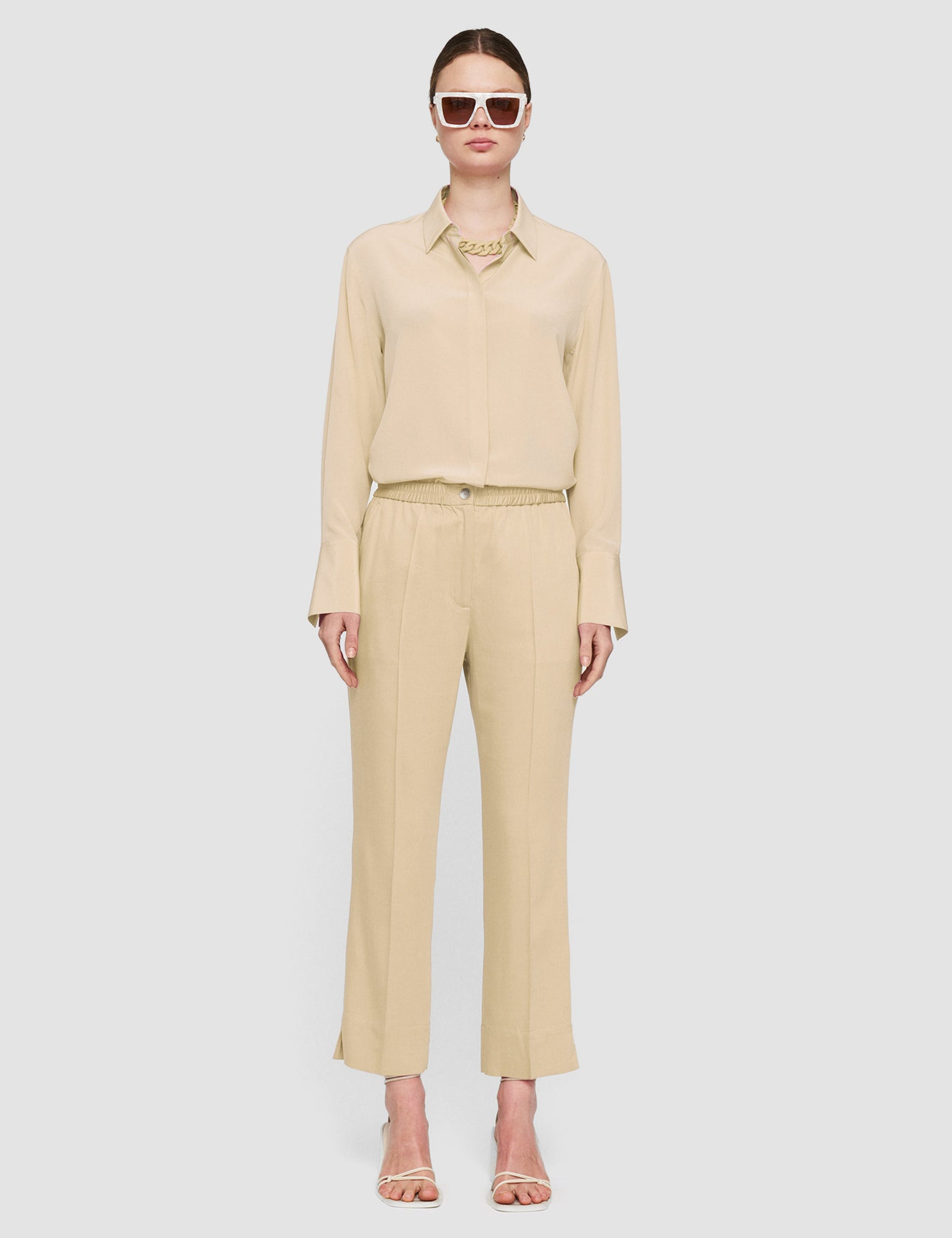 Beige Soft Viscose Tailoring Tottenham Trousers - Joseph