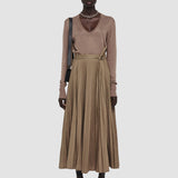 Brown Linen Cotton Siddons Skirt - Joseph