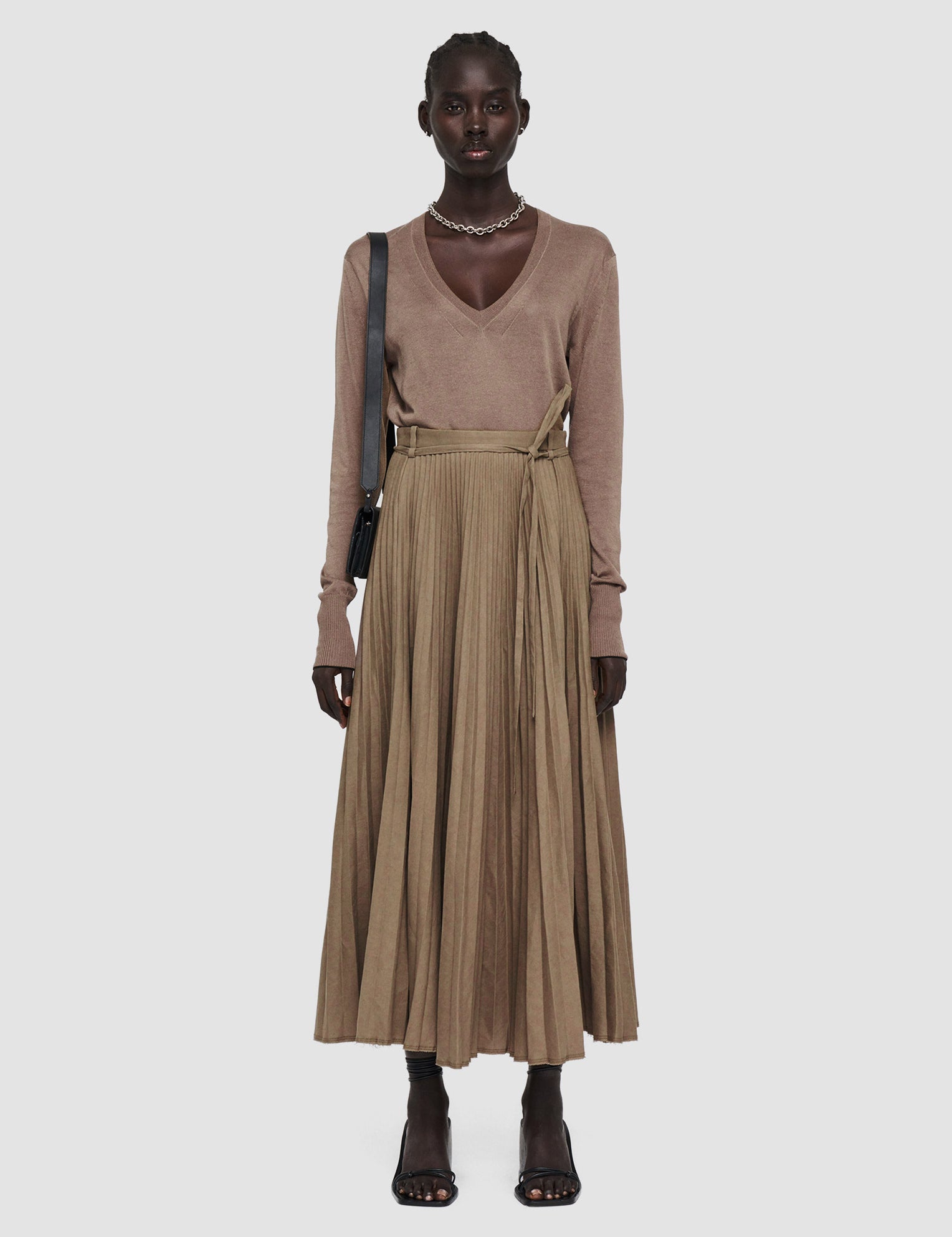 Brown Linen Cotton Siddons Skirt - Joseph