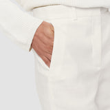 White Linen Cotton Trina Trousers - Joseph