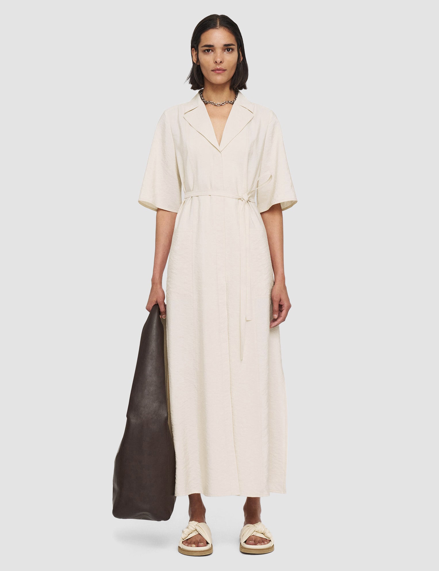 Beige Textured Twill Dareau Dress - Joseph