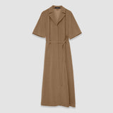 Brown Textured Twill Dareau Dress - Joseph