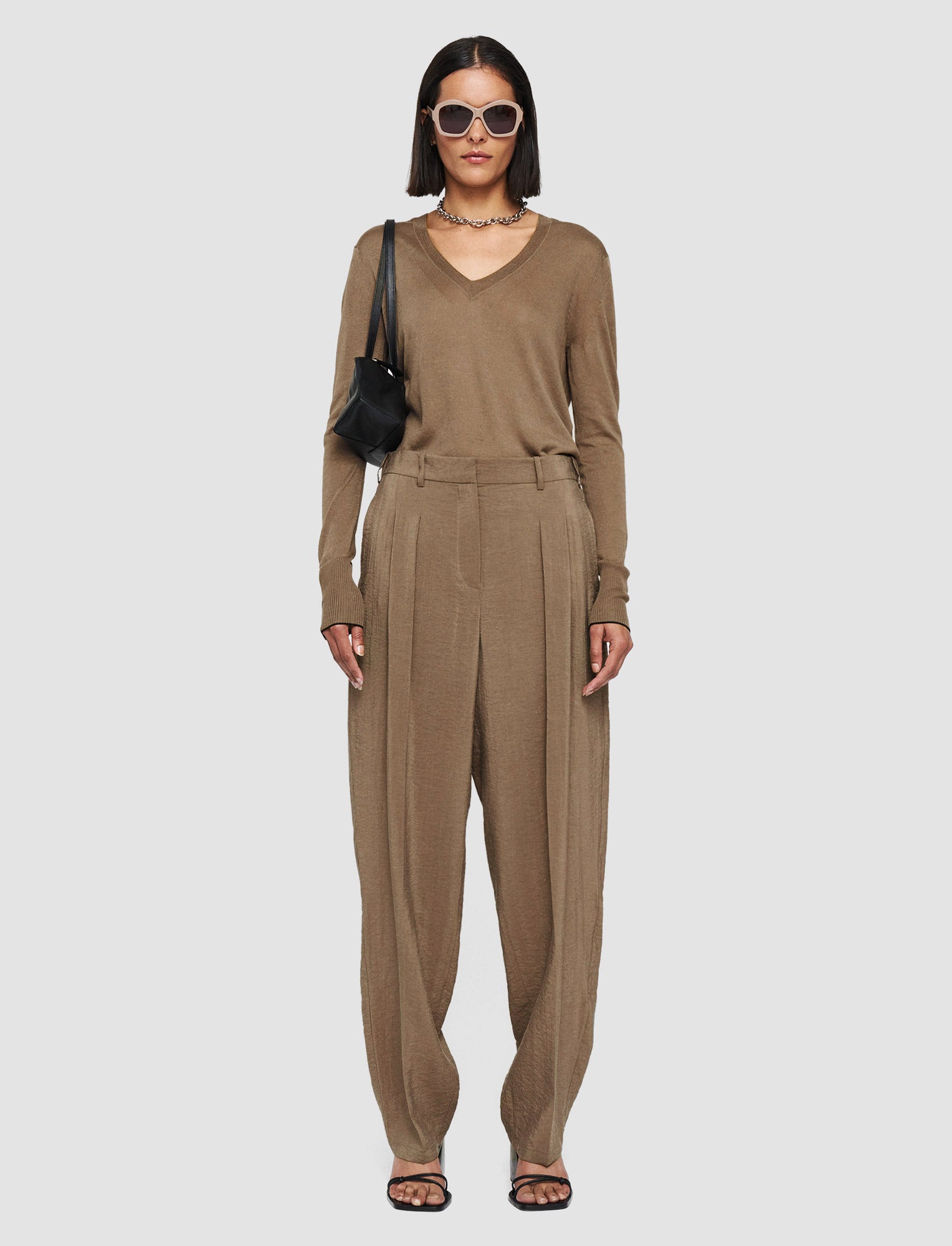 brown-textured-twill-tarn-trousers-JOSEPH