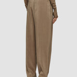 Brown Textured Twill Tarn Trousers - Joseph