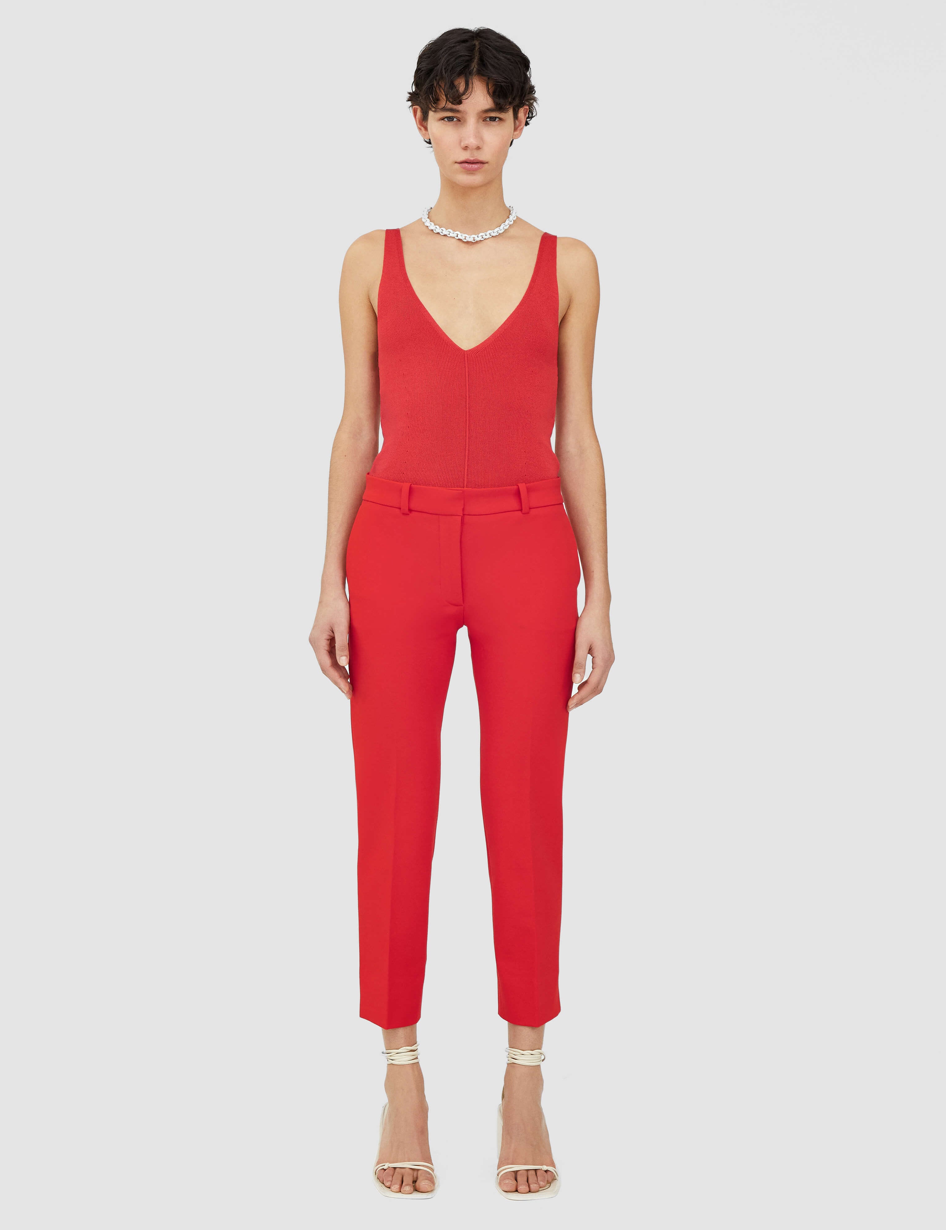 Red Bi-Stretch Toile Bing Court Trousers - Joseph